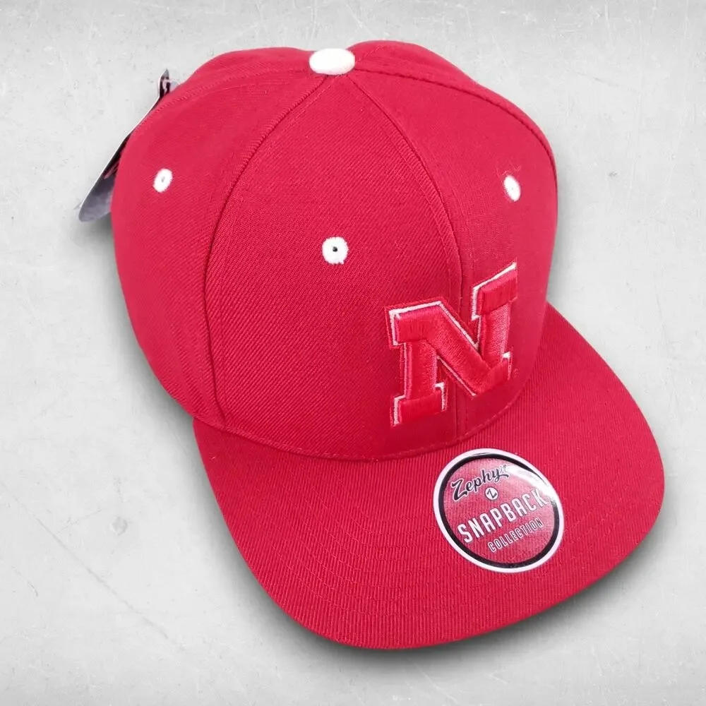 NWT Nebraska Huskers Red Snapback Cap 3D Embroidered Zephyr Sportswear College